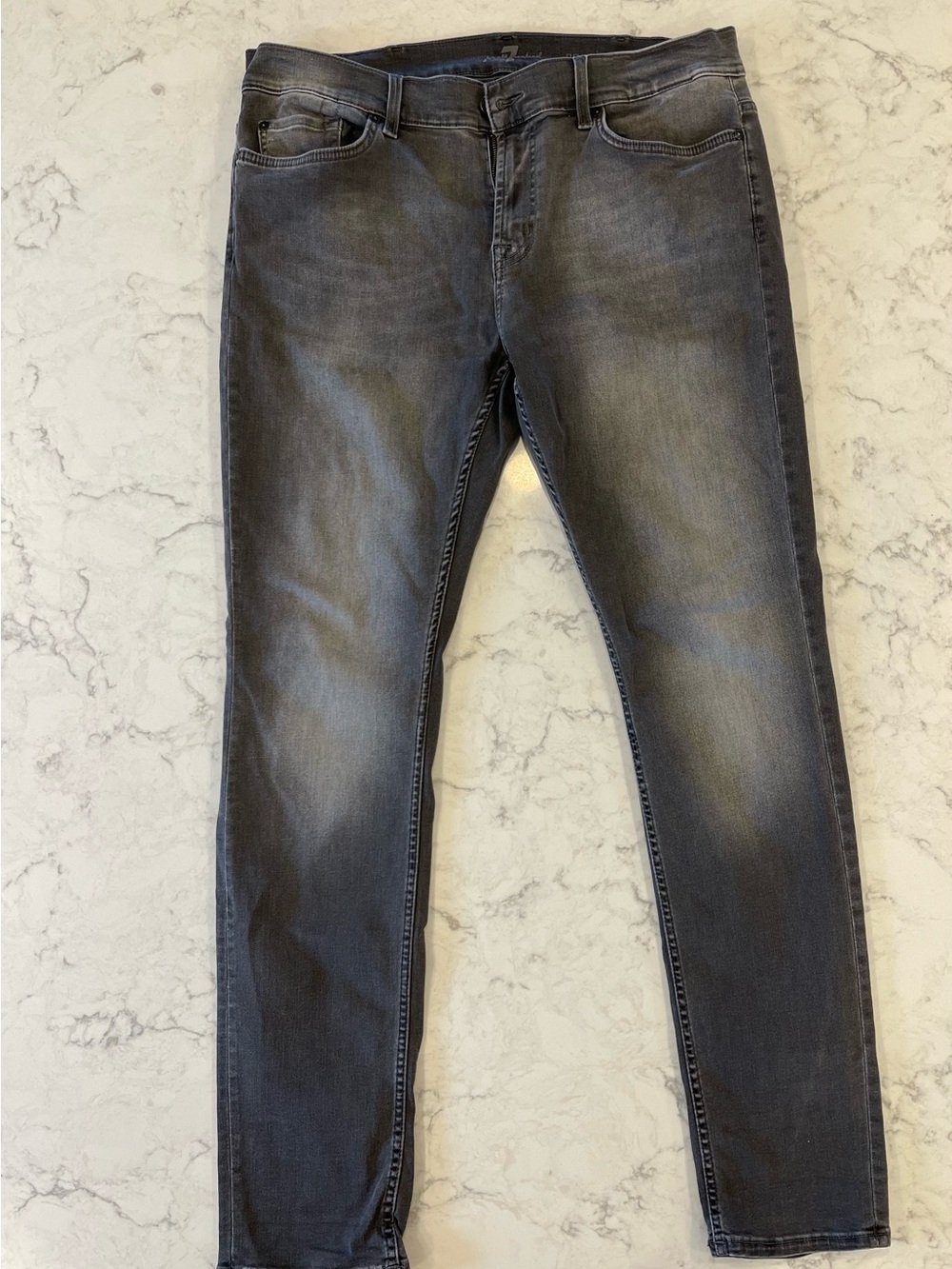 7 For All Mankind Men's Washed Gray Skinny Jeans